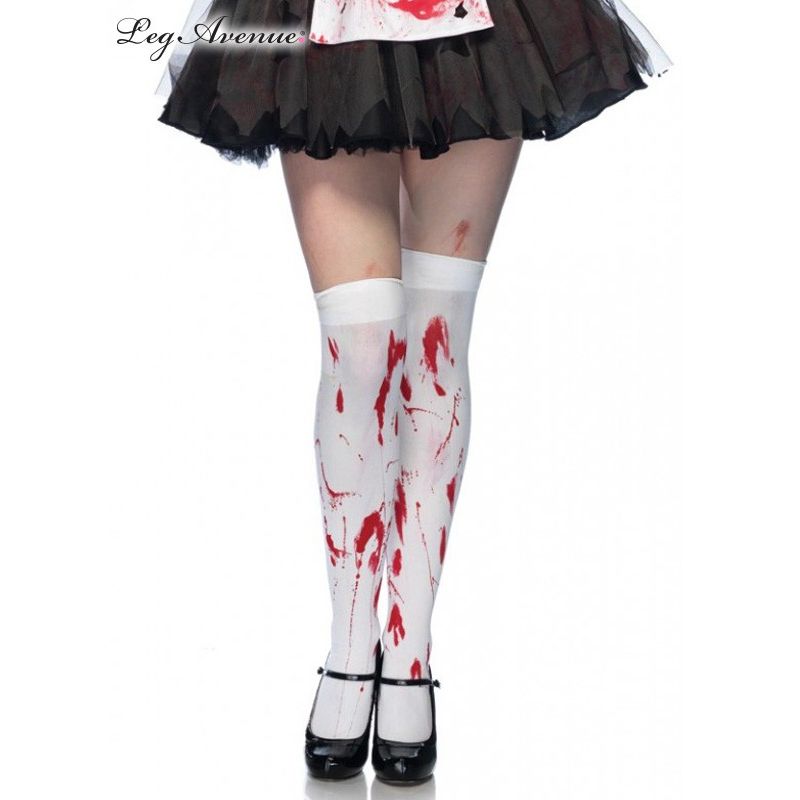 Womens White & Red Bloody Zombie Thigh Highs