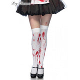 Load image into Gallery viewer, Womens White &amp; Red Bloody Zombie Thigh Highs
