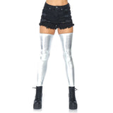 Load image into Gallery viewer, Womens Silver Wet Look Thigh Highs - M/L
