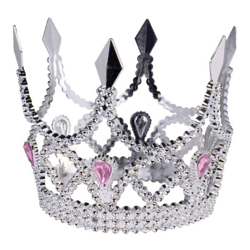 Silver Princess Tiara With Pink Diamantes