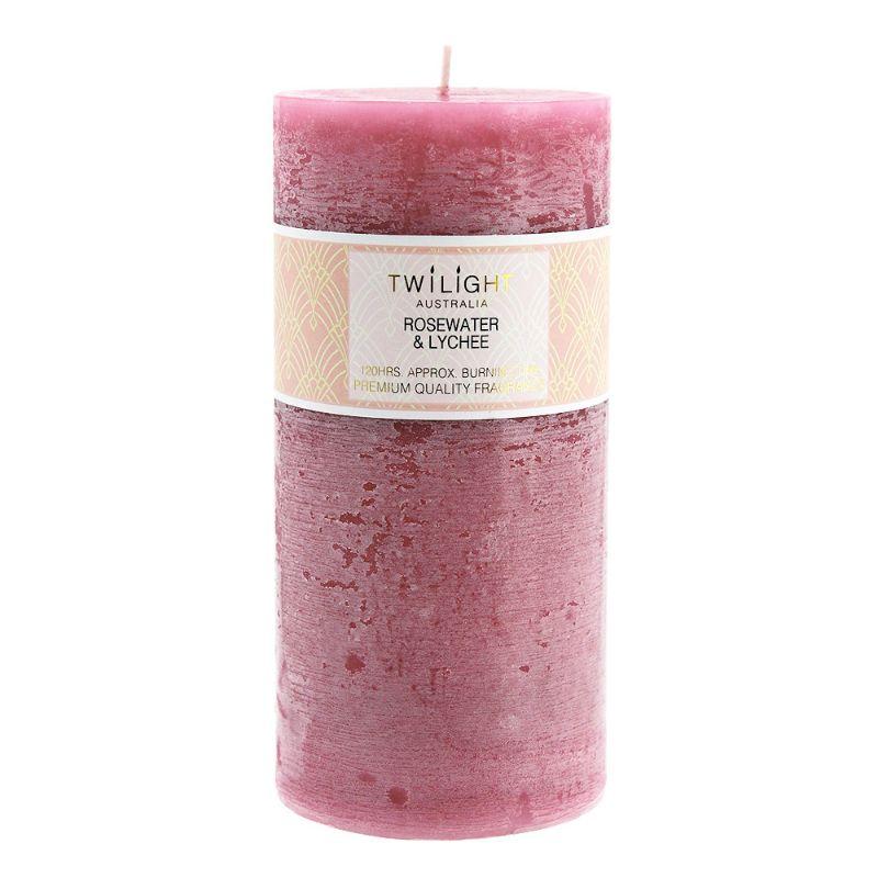 Twilight Frost Pillar Candle Rosewater Lychee - 8.8cm x 18.5cm