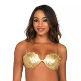Load image into Gallery viewer, Gold Coloured Mermaid Shell Bra Top
