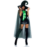 Load image into Gallery viewer, 2 Piece Glitter Moon Cape and Witch Hat Womens Costume
