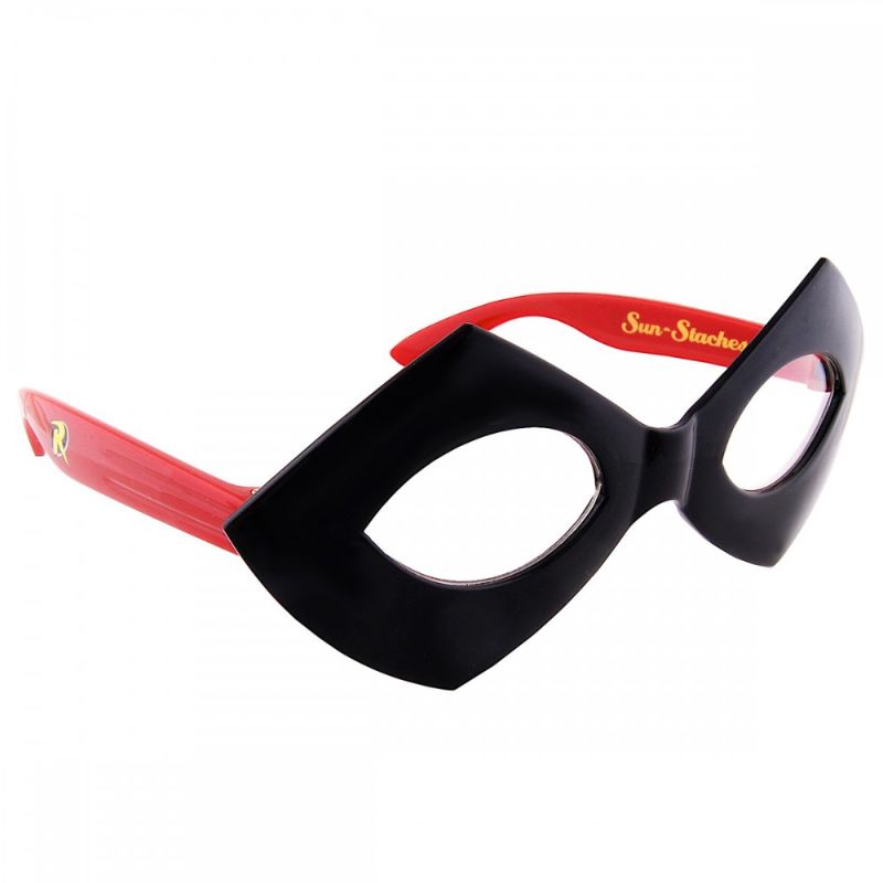 Black & Red Robin Mask SunStaches - One Size Fits Most