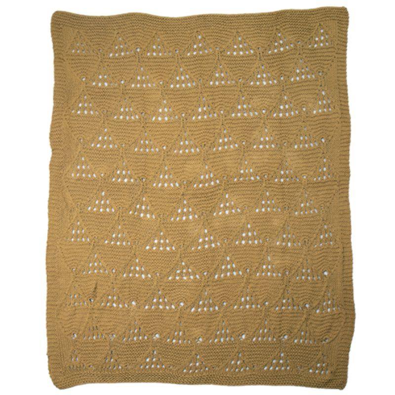 Wheat Hand Knitted Cotton Throw - 125cm x 150cm - The Base Warehouse