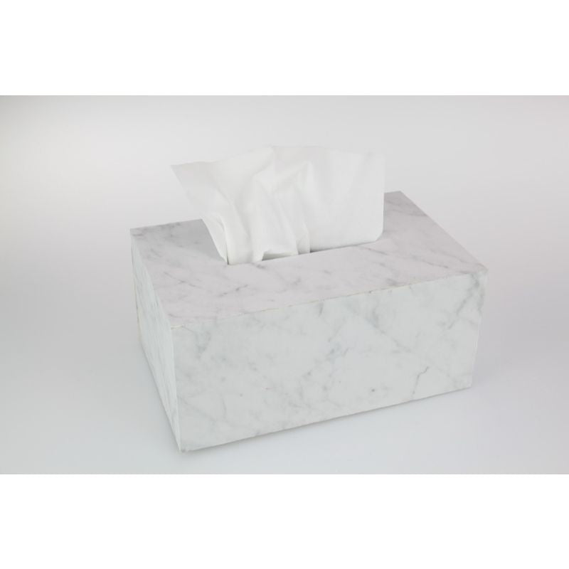 Grey White Marble Look Tissue Box - 24cm x 15cm