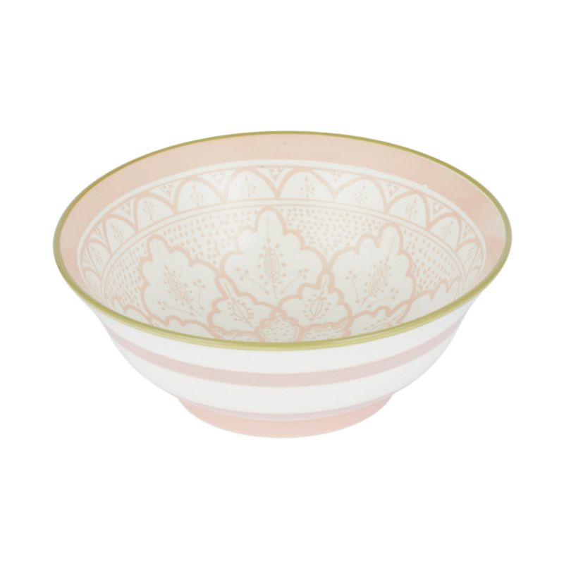 Pink & Green Aleah Ceramic Bowl - 21cm x 21cm x 7.5cm