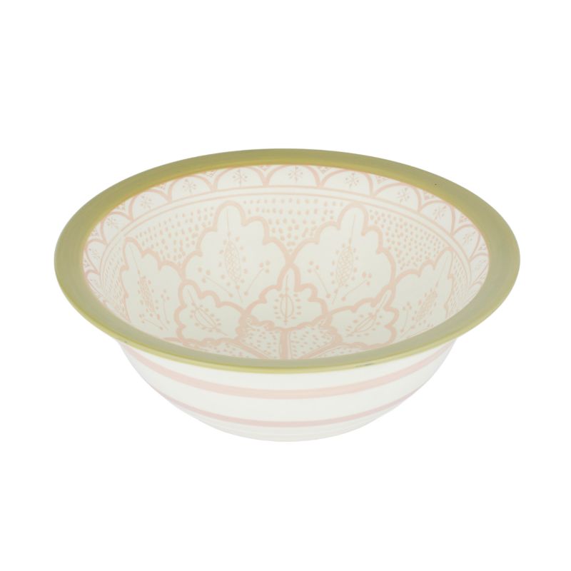 Pink & Green Aleah Ceramic Bowl - 28.5cm x 9cm