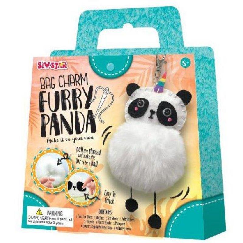 Furry Panda Bag Charm
