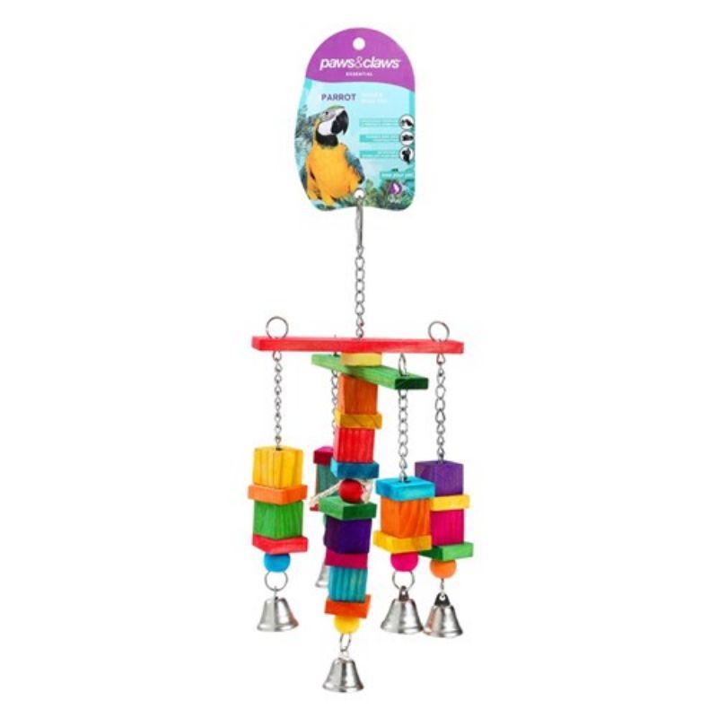 Parrot Large Wood & Rope Toy with Bell - 35cm x 15cm