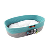 Load image into Gallery viewer, Cotton Woven Cat Bed Basket With Cushion - 40cm x 32cm x 13cm
