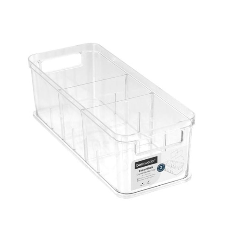 Crystal Storage Tray with Adjustable Divider - 35cm x 14cm x 11cm