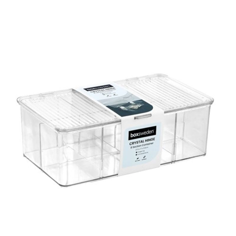 Crystal Hinged 8 Section Container - 27.5cm x 17cm x 9.5cm