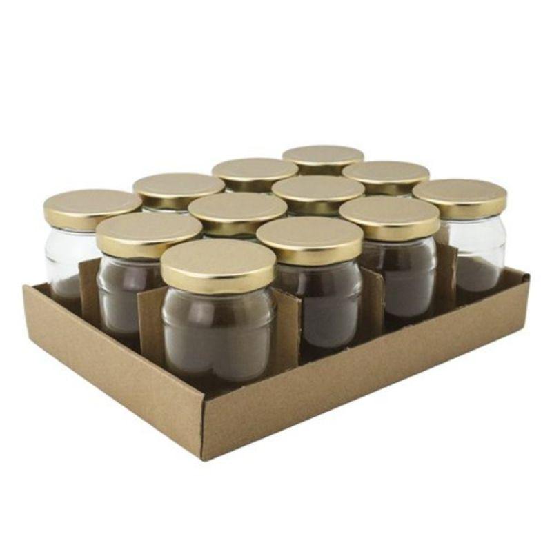 12 Pack Verona Glass Jar with Gold Lid - 150ml - The Base Warehouse