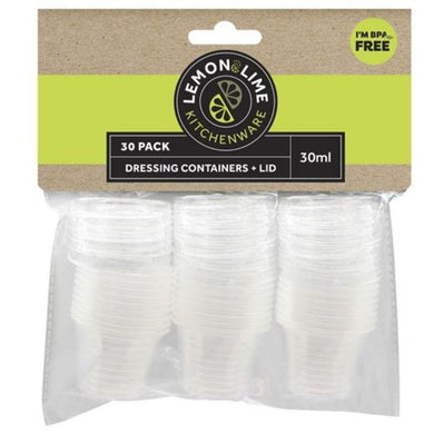 30 Pack Dressing Containers with Lids - 30ml - The Base Warehouse