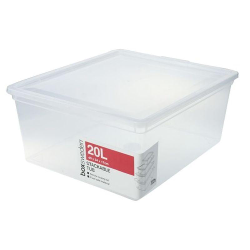 Clear Essentials Stackable Box 20L - 39.5cm x 34cm x 16.5cm