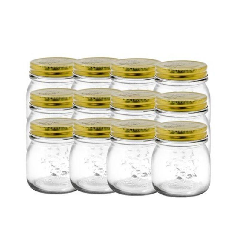 12 Pack Roma Glass Conserve Jars with Gold Lids - 300ml