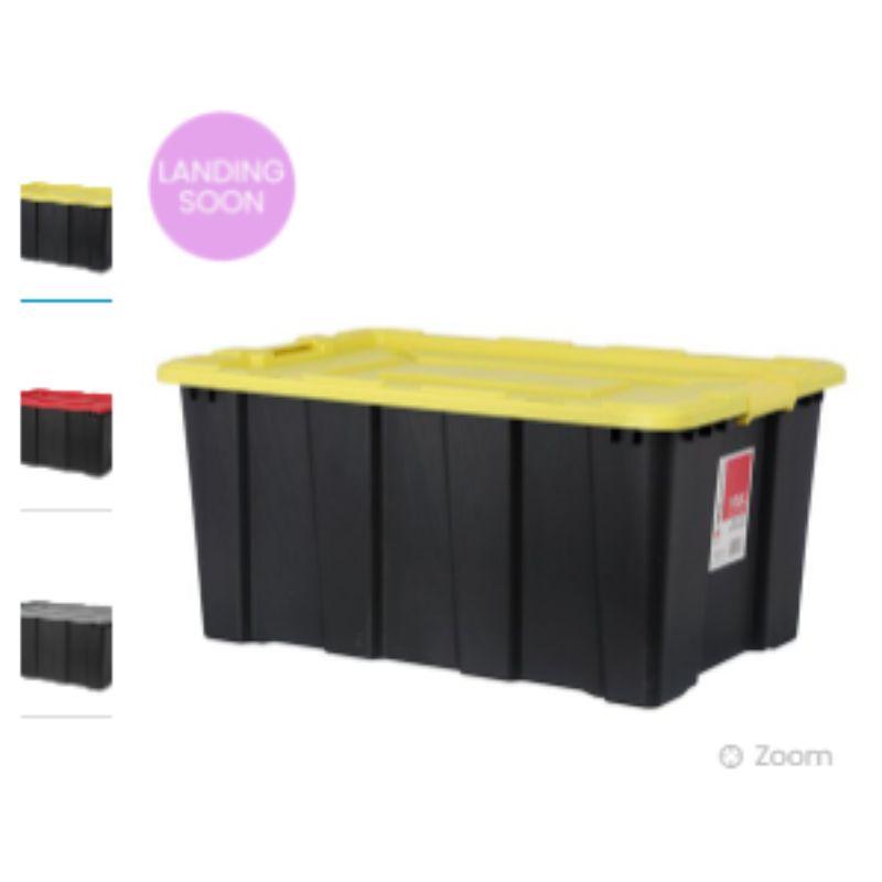 Heavy Duty Eco Storage Box with Coloured Lid 100L - 75.5cm x 51cm x 38.5cm