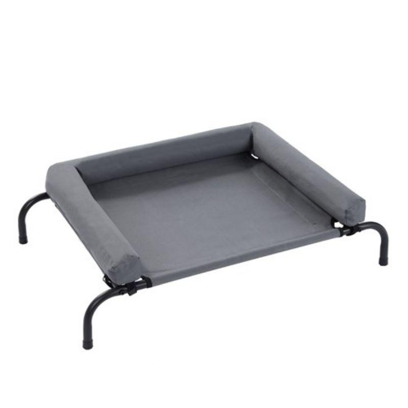 Elevated Grey Pet Bolster Bed - 90cm x 60cm x 23cm