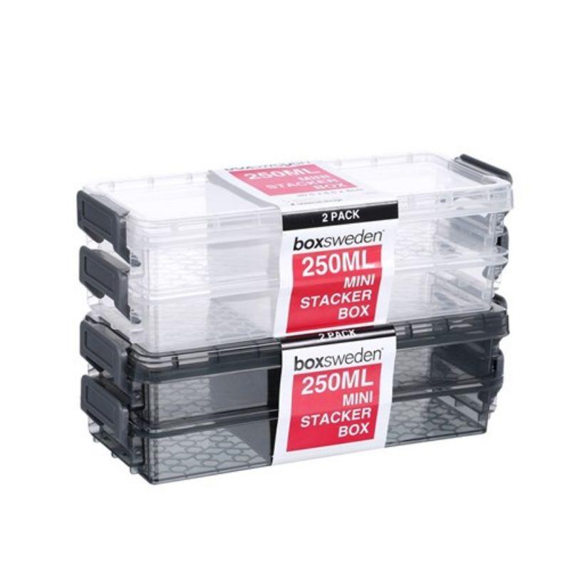 2 Pack Clear Mini Stacker Box - 250ml | The Base Warehouse