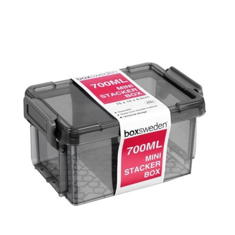 Charcoal Mini Stacker Box 700ml - 15cm x 10cm x 8.5cm