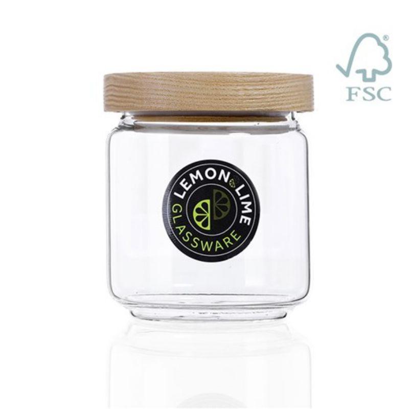 Wooden Beach Glass Canister - 500ml