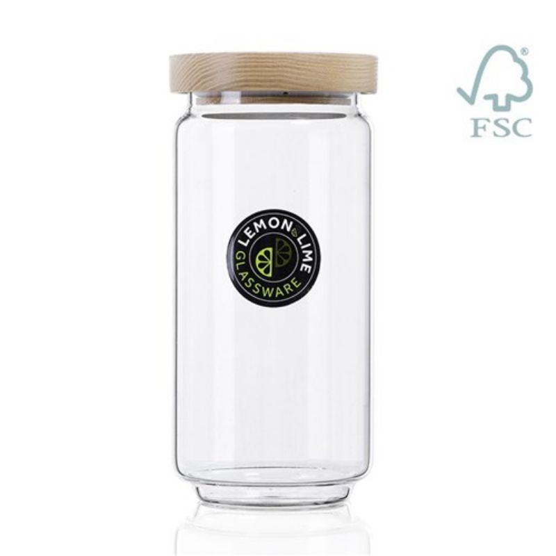 Wooden Beach Glass Canister - 1L