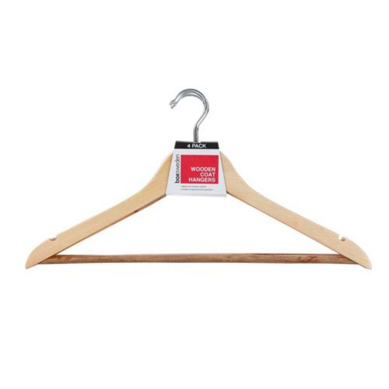 4 Pack Wooden Hangers - 44.5cm - The Base Warehouse