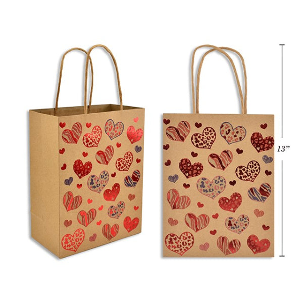 Kraft With Red Foil Valentine Gift Bag - 23cm x 18cm x 10cm