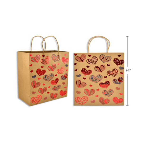 Kraft With Red Foil Valentine Gift Bag - 26cm x 30cm x 13cm