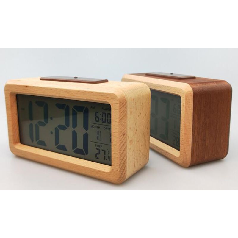 Timber Digital Table Clock - 14cm x 7.5cm x 5cm