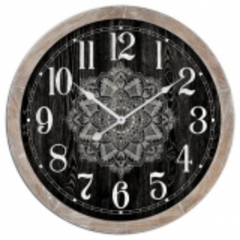 Black MDF Mandala Wall Clock - 60cm x 60cm - The Base Warehouse