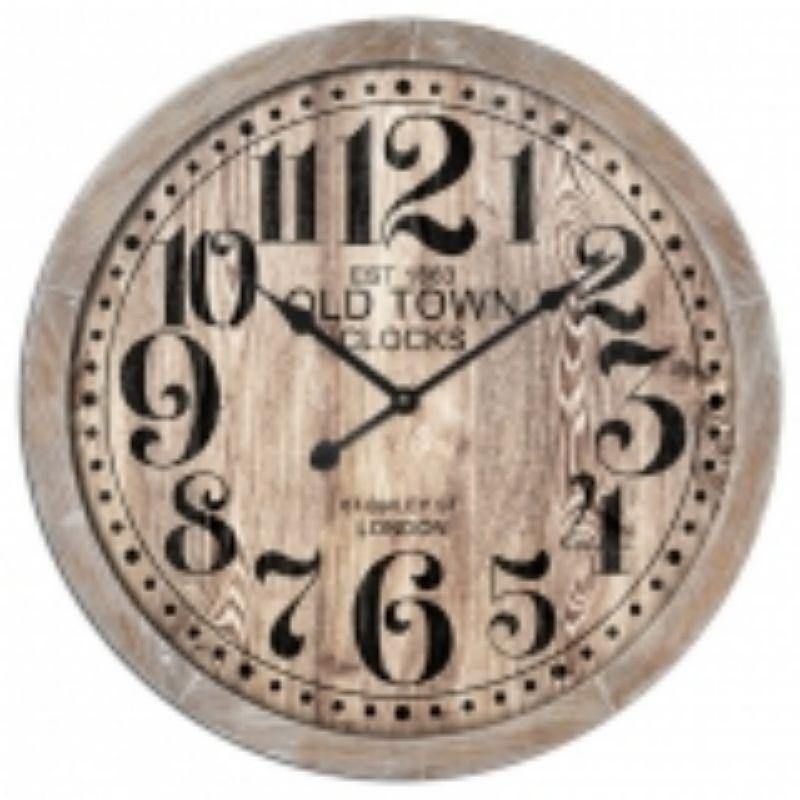 Natural MDF Old Town Wall Clock - 60cm x 60cm - The Base Warehouse