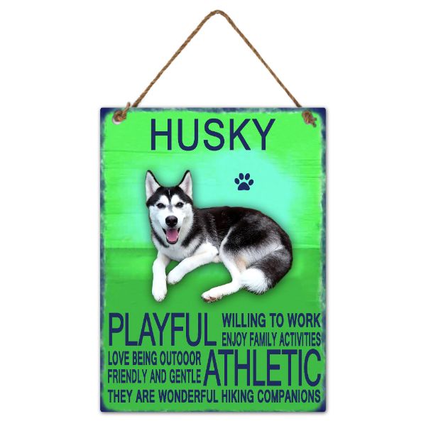 Metal Husky Wall Hanging Sign - 20cm x 27cm