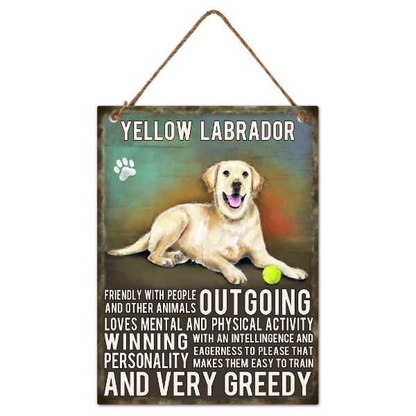 Metal Yellow Labrador Wall Hanging Sign - 20cm x 27cm | The Base Warehouse