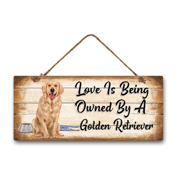 Golden Retriever Wall Hanging Sign - 30cm x 13cm