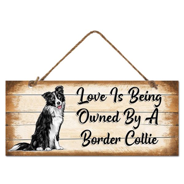 Border Collie Wall Hanging Sign - 30cm x 13cm