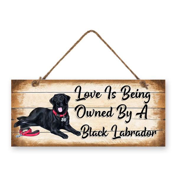 Black Labrador Wall Hanging Sign - 30cm x 13cm