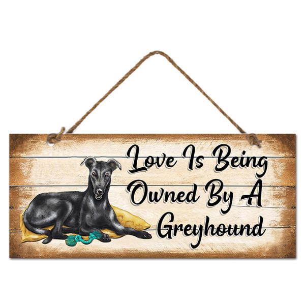 Black Greyhound Wall Hanging Sign - 30cm x 13cm