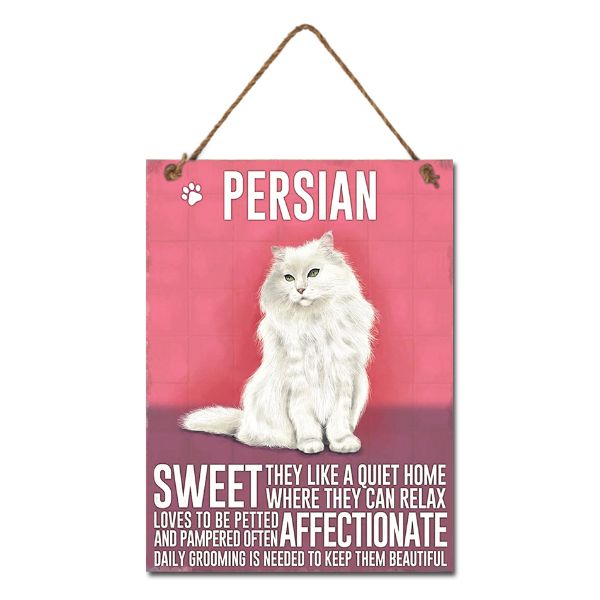 Metal Persian Cat Wall Hanging Sign - 20cm x 27cm