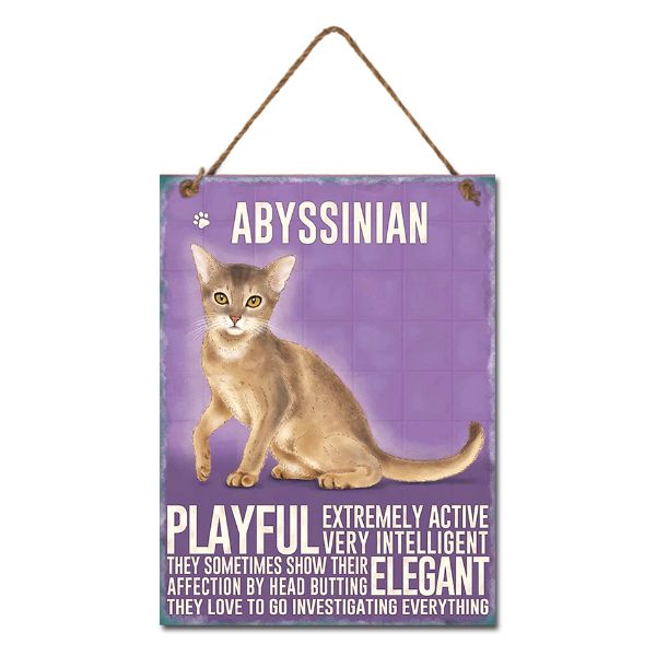 Metal Abyssinian Cat Wall Hanging Sign - 20cm x 27cm