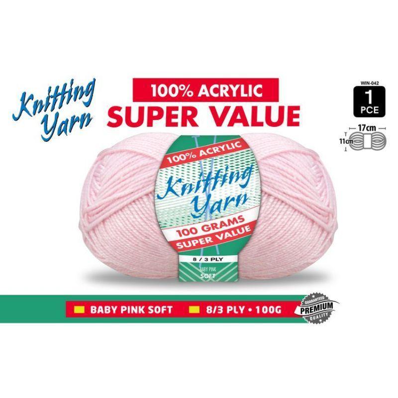 Baby Pink Knitting Yarn 8 Ply - 100g - The Base Warehouse