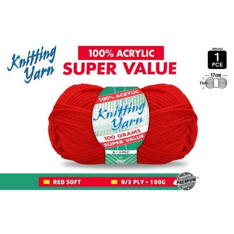 Red Knitting Yarn 8 Ply - 100g - The Base Warehouse