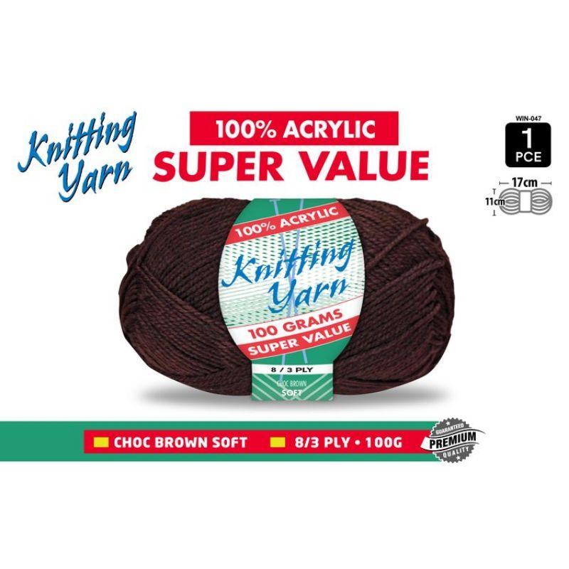 Choc Brown Knitting Yarn 8 Ply - 100g