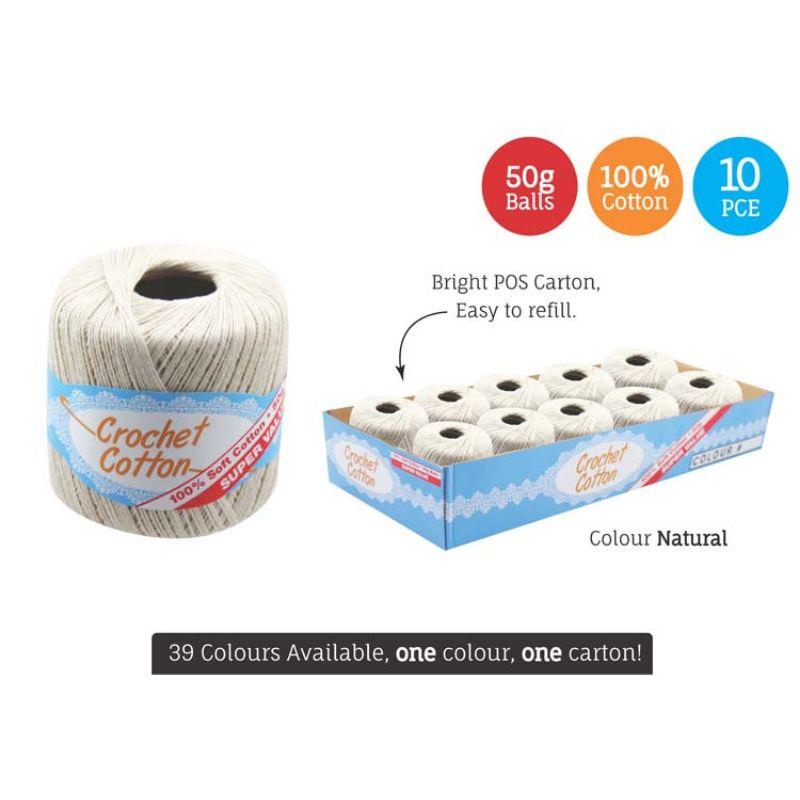 Natural Crochet Cotton - 50g