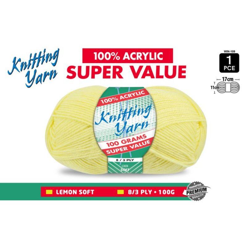 Lemon Knitting Yarn 8 Ply - 100g