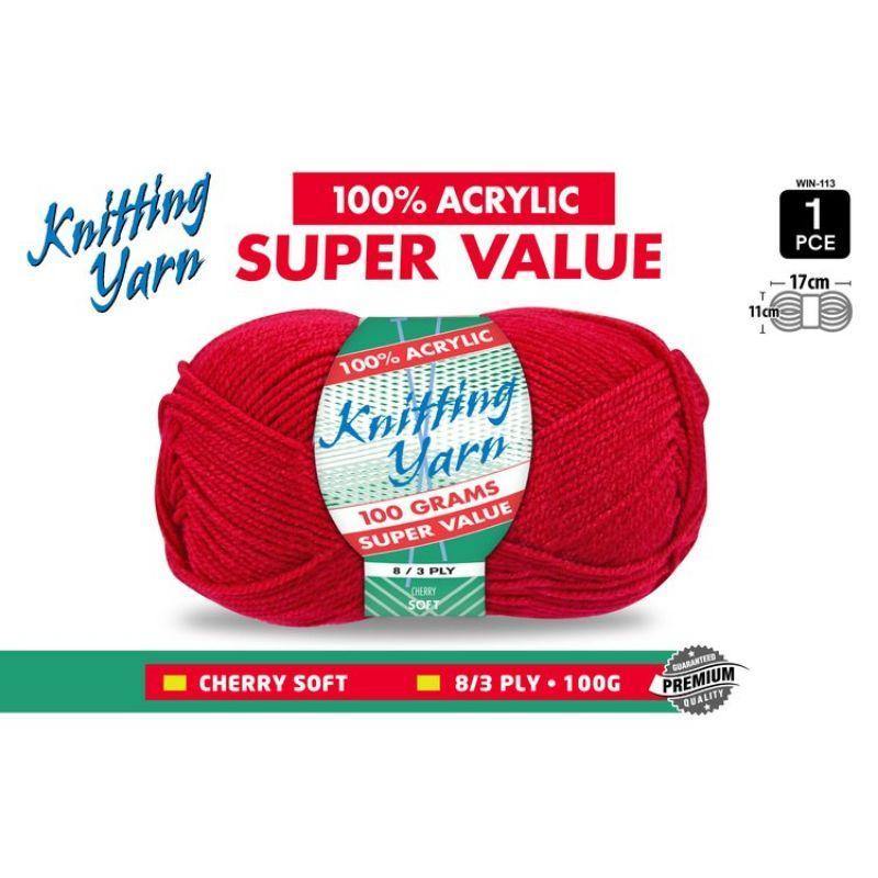 Cherry Knitting Yarn 8 Ply - 100g - The Base Warehouse