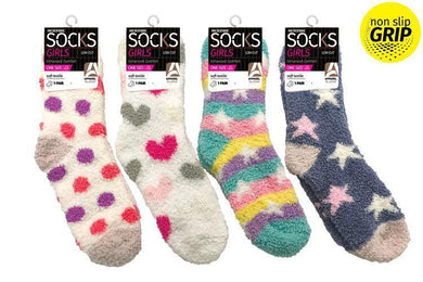 Girls Microfibre Socks with Anti-Slip - The Base Warehouse