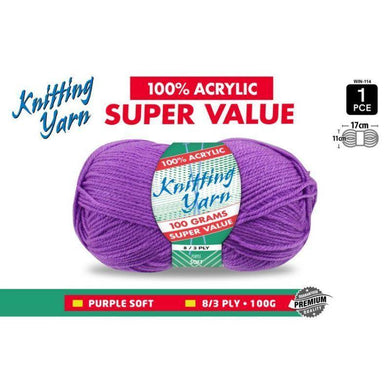 Purple Knitting Yarn 8 Ply - 100g - The Base Warehouse