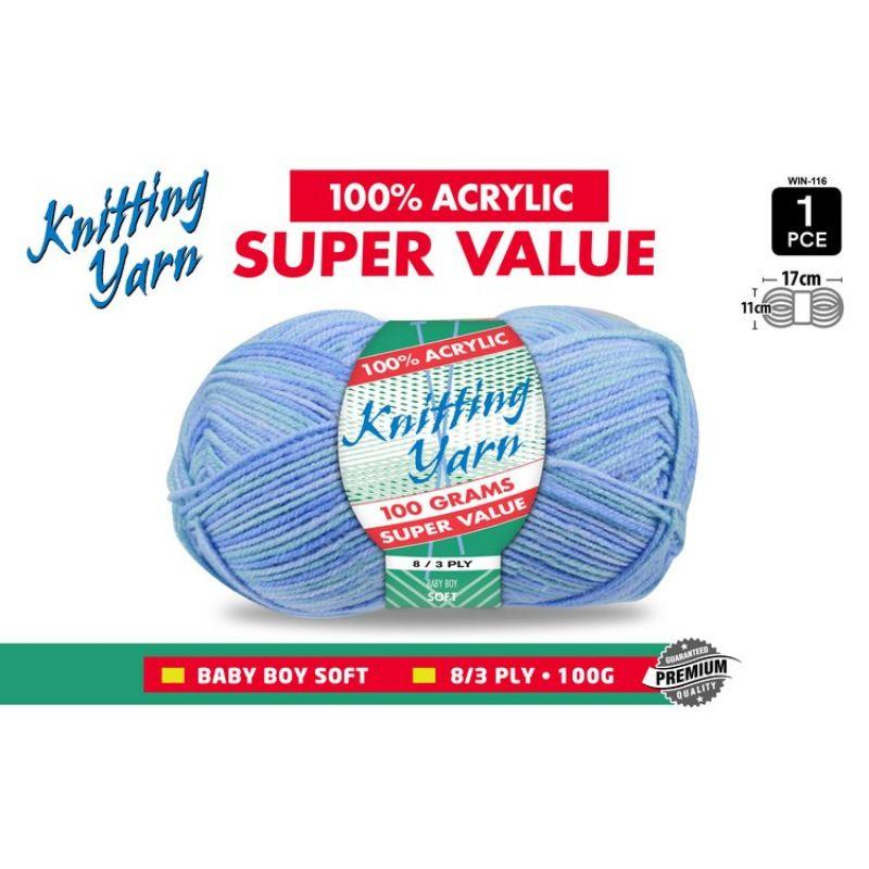 Baby Boy Knitting Yarn 8 Ply - 100g